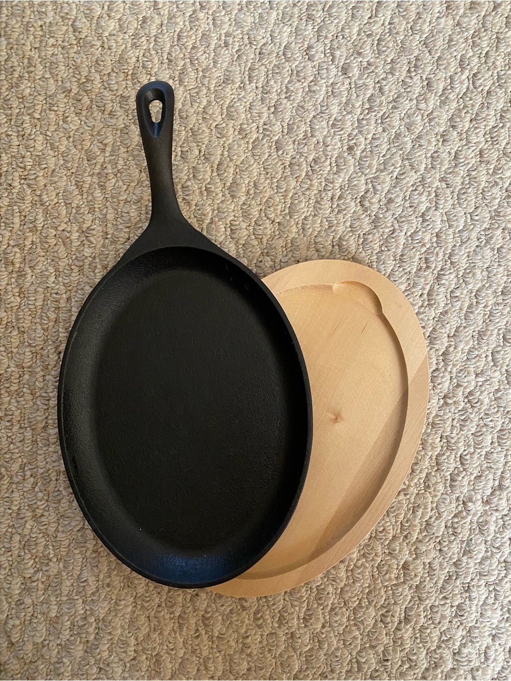 Pre-seasoned Cast Iron Fajita Oval Pan Set Serving Pan